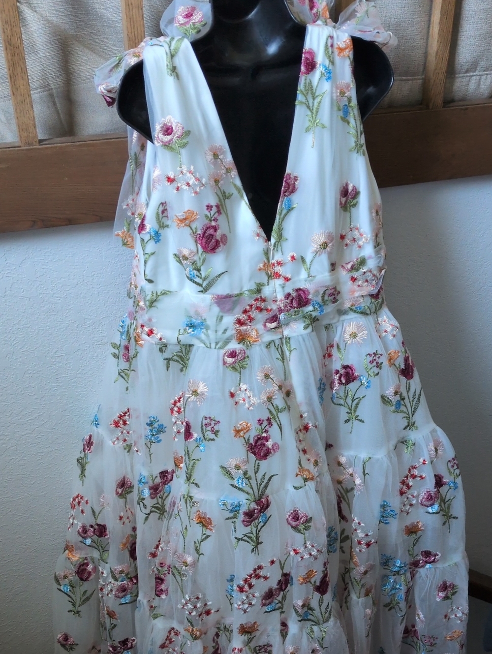 ✨ Nwt Jessakae Margaret Garden Floral Embroidered V-neck Dress Size XXL - Picture 8 of 12